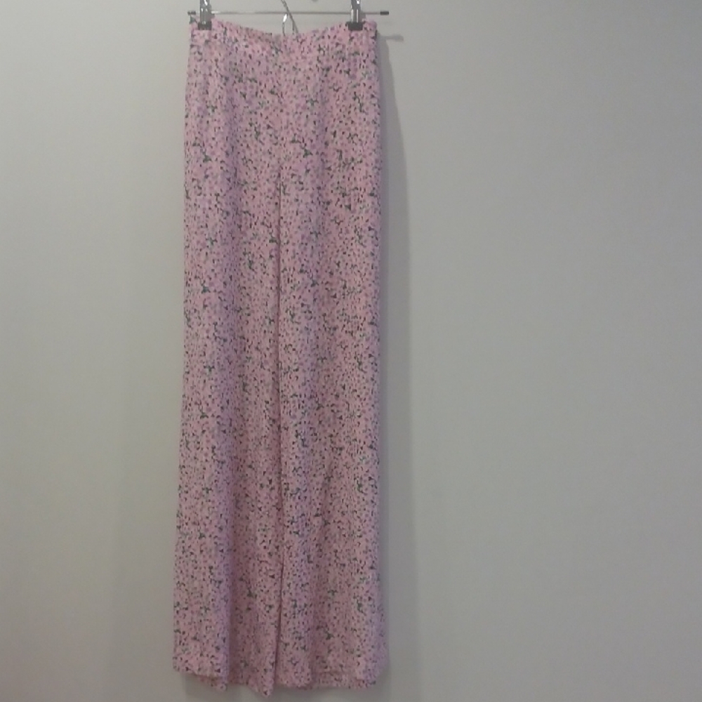 Wide-Leg Pink Printed Palazzo Pants